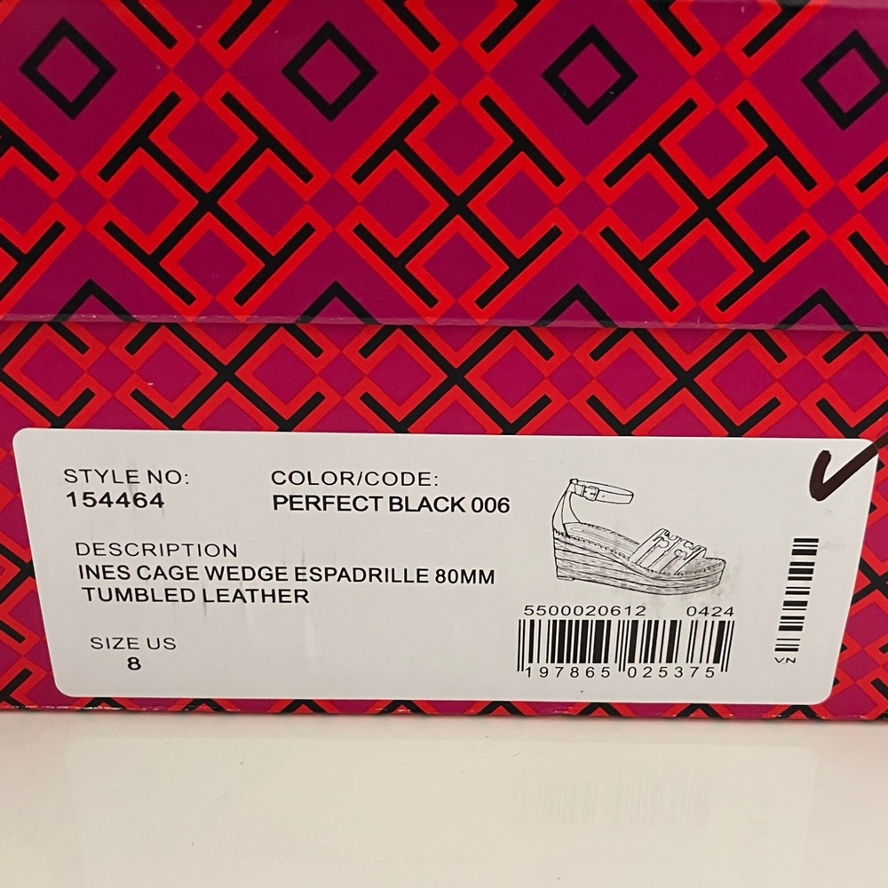 NEW Tory Burch black INES CAGE WEDGE Espadrille 80MM tumbled leather size 8 - Picture 7 of 12